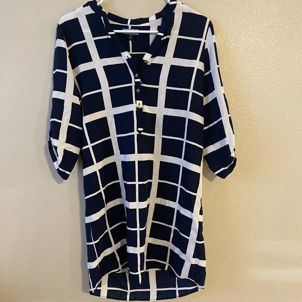 Navy & White Plaid Dress